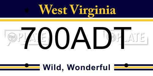 700ADT West Virginia License Plate