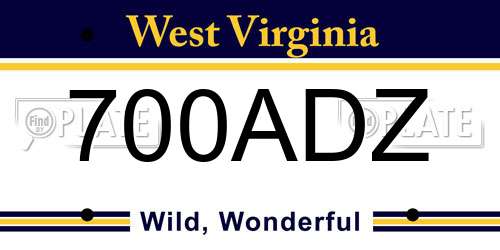 700ADZ West Virginia License Plate