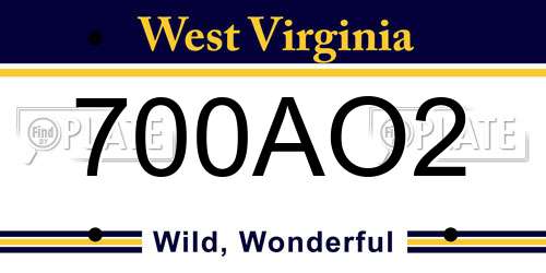 700AO2 West Virginia License Plate