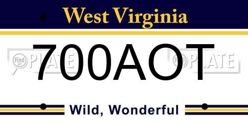 700AOT West Virginia License Plate