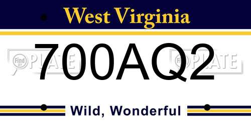 700AQ2 West Virginia License Plate