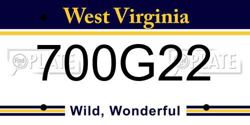 700G22 West Virginia License Plate