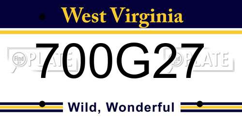 700G27 West Virginia License Plate