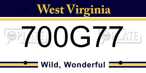 700G77 West Virginia License Plate