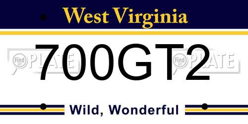700GT2 West Virginia License Plate