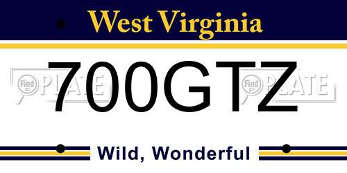 700GTZ West Virginia License Plate
