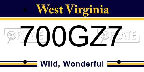 700GZ7 West Virginia License Plate