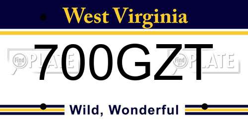 700GZT West Virginia License Plate