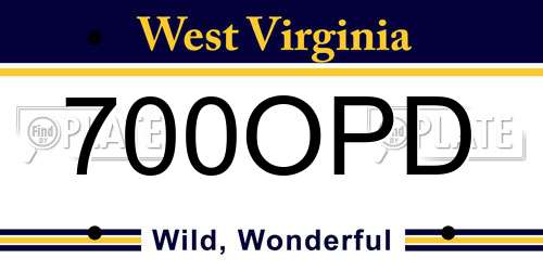 700OPD West Virginia License Plate