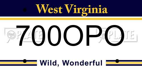 700OPO West Virginia License Plate