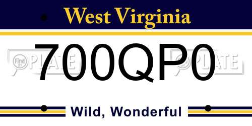 700QP0 West Virginia License Plate