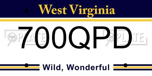 700QPD West Virginia License Plate