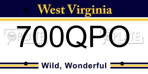 700QPO West Virginia License Plate