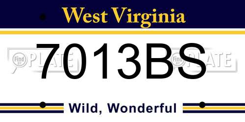 7013BS West Virginia License Plate