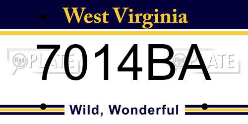 7014BA West Virginia License Plate