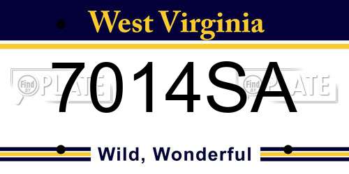 7014SA West Virginia License Plate