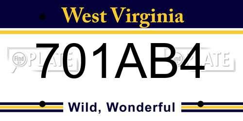 701AB4 West Virginia License Plate