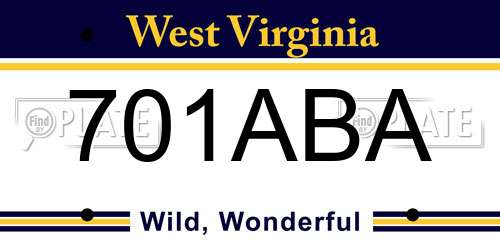 701ABA West Virginia License Plate