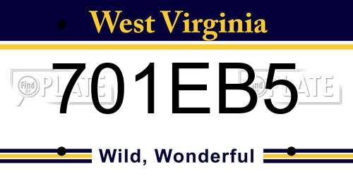 701EB5 West Virginia License Plate