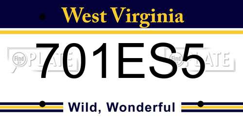 701ES5 West Virginia License Plate