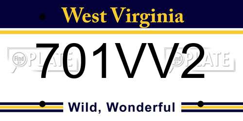 701VV2 West Virginia License Plate