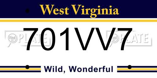701VV7 West Virginia License Plate