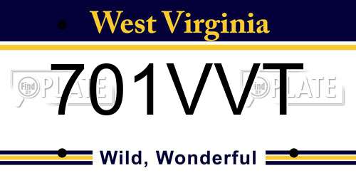 701VVT West Virginia License Plate