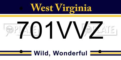 701VVZ West Virginia License Plate