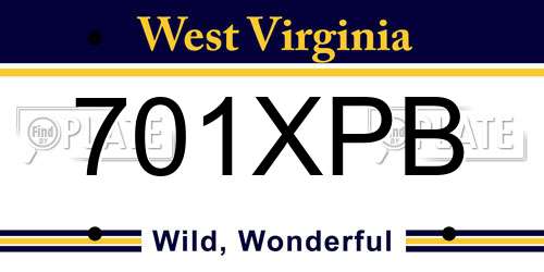 701XPB West Virginia License Plate