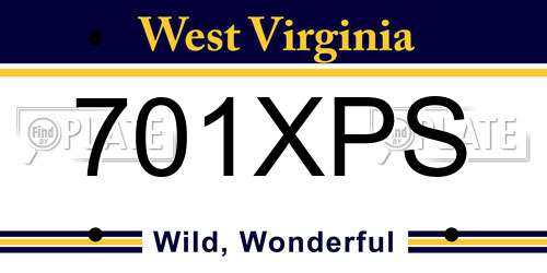 701XPS West Virginia License Plate