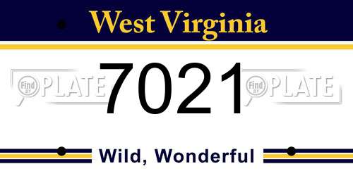 7021 West Virginia License Plate
