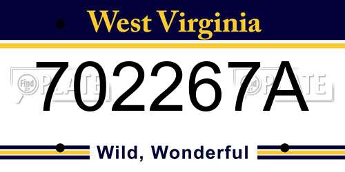 702267A West Virginia License Plate