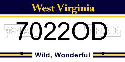 7022OD West Virginia License Plate