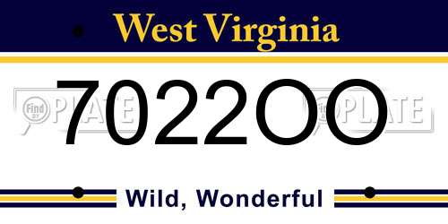 7022OO West Virginia License Plate