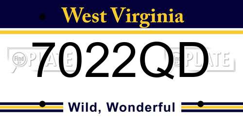 7022QD West Virginia License Plate