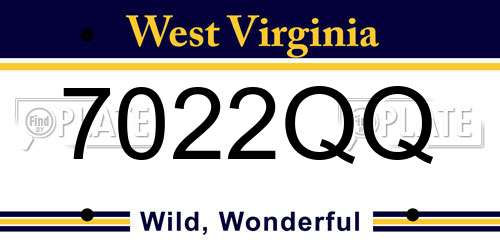 7022QQ West Virginia License Plate