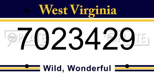 7023429 West Virginia License Plate