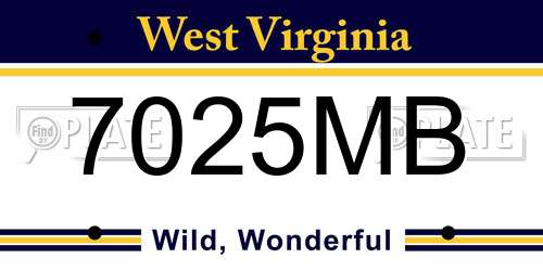 7025MB West Virginia License Plate