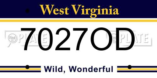 7027OD West Virginia License Plate