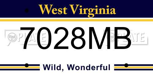 7028MB West Virginia License Plate