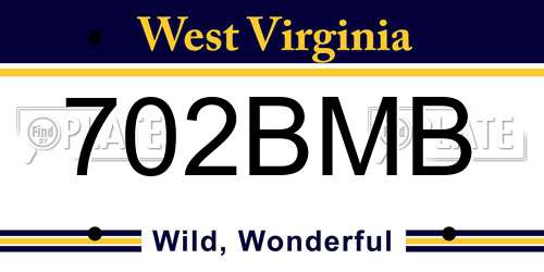 702BMB West Virginia License Plate
