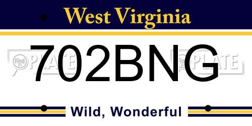 702BNG West Virginia License Plate