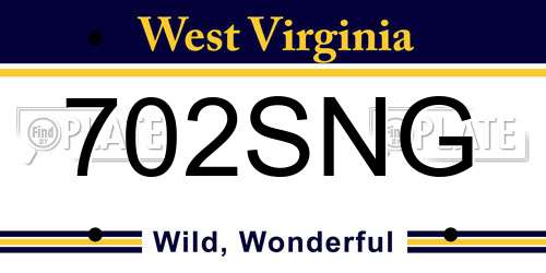 702SNG West Virginia License Plate