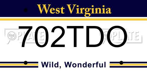 702TDO West Virginia License Plate