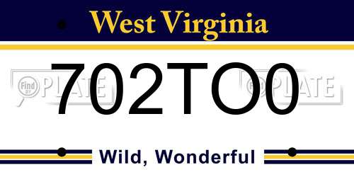 702TO0 West Virginia License Plate