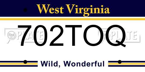 702TOQ West Virginia License Plate