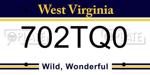 702TQ0 West Virginia License Plate