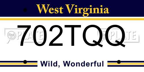 702TQQ West Virginia License Plate
