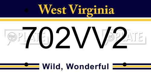702VV2 West Virginia License Plate
