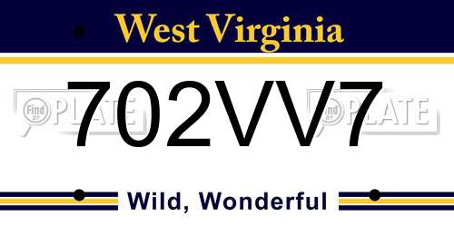 702VV7 West Virginia License Plate